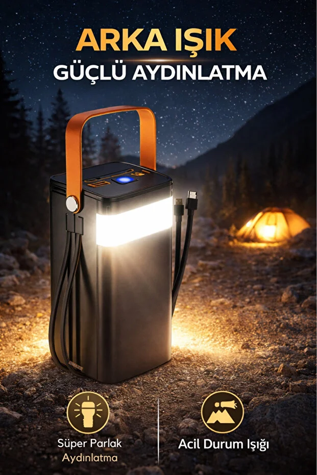 80.000 mAh Güçlü Powerbank LED Işıklı